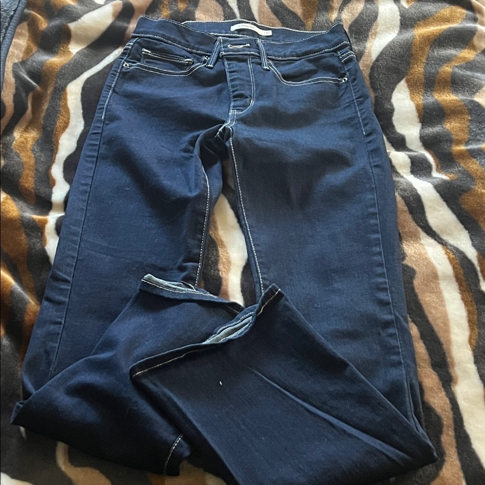 Women's Levi Strauss & Co Slimming Boot Dark Blue Flare Jeans - Sleek Wide Leg